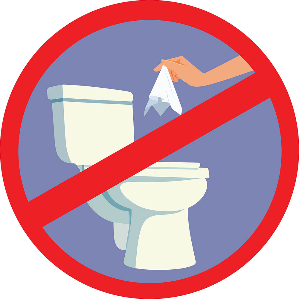 edited image of ‘flushable wipes’ with a vector of a stop sign on top (red circle with diagonal line)