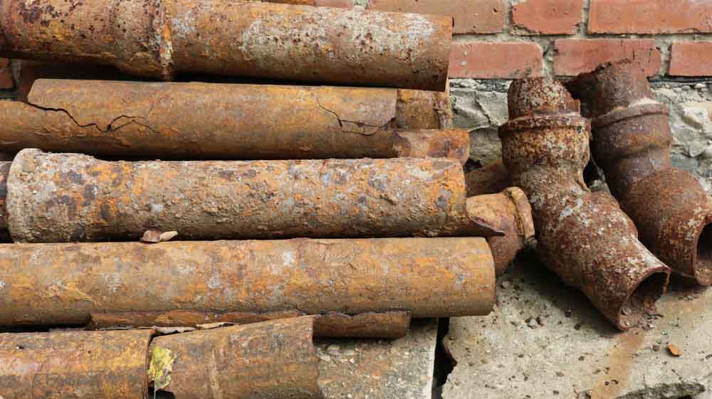 old lead and galvanized pipes