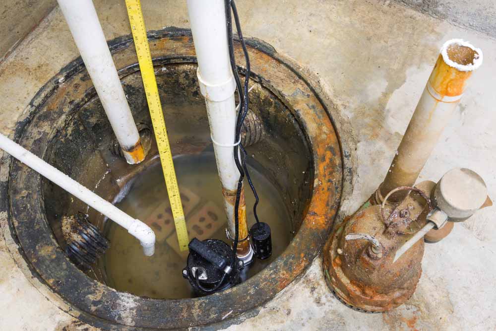 sump pump home scratching their head in the background