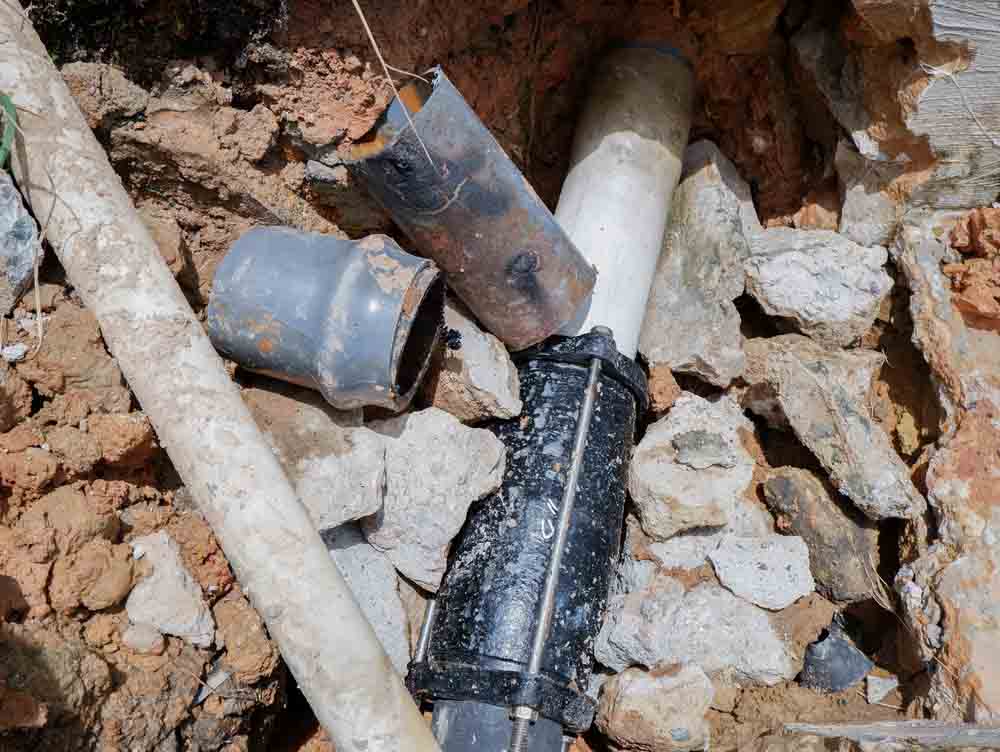 exposed pipe lines